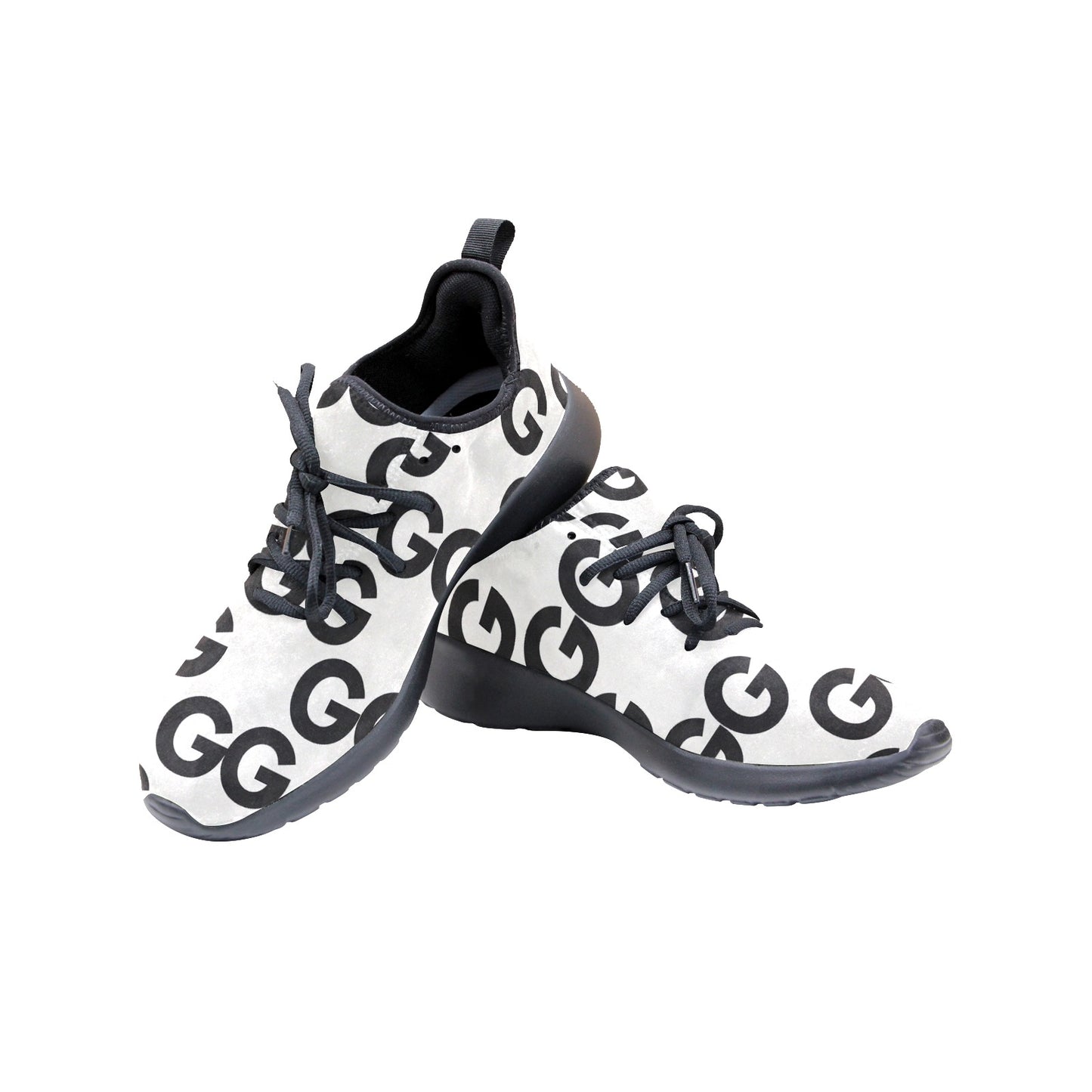 Men’s Slip-On Sneakers – Black & White Swirl Design