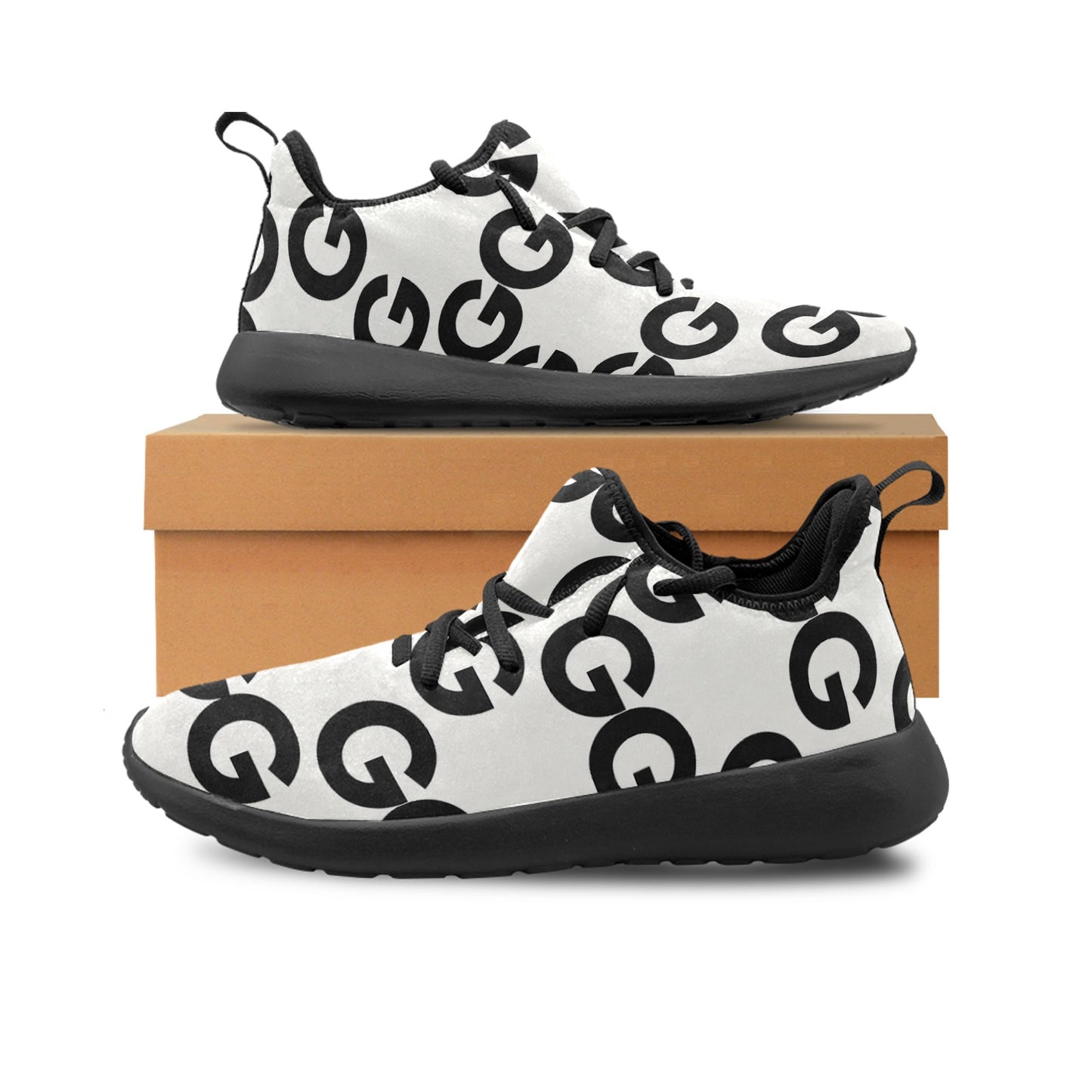 Men’s Slip-On Sneakers – Black & White Swirl Design
